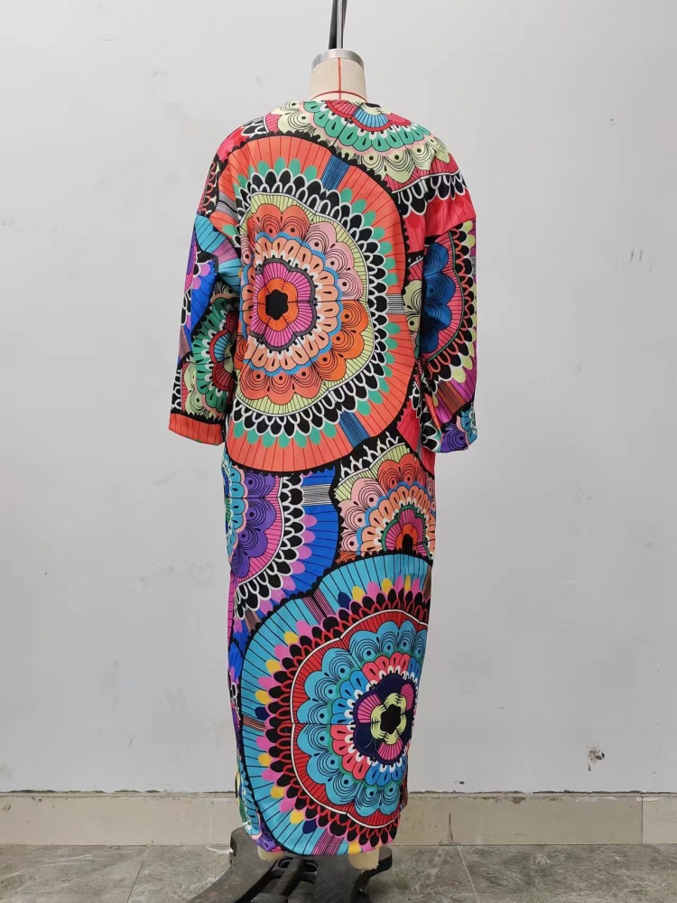 2024 fall and winter new women's fashion loose and ankle printed tweed jacket coat printed