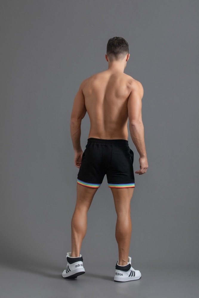 Cotton sports casual shorts for men, trendy men's three-quarter pants for couples, large size casual men's pants with rainbow print