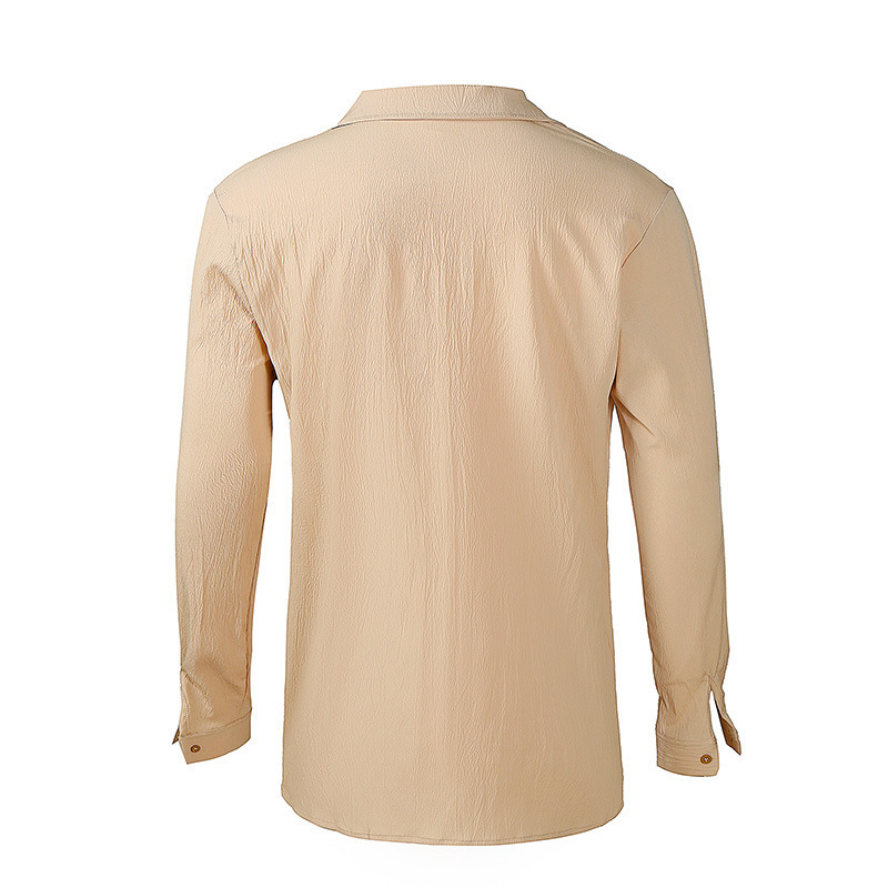 New men's linen short-sleeved shirt suit linen summer loose casual cotton and linen cardigan shirt shorts