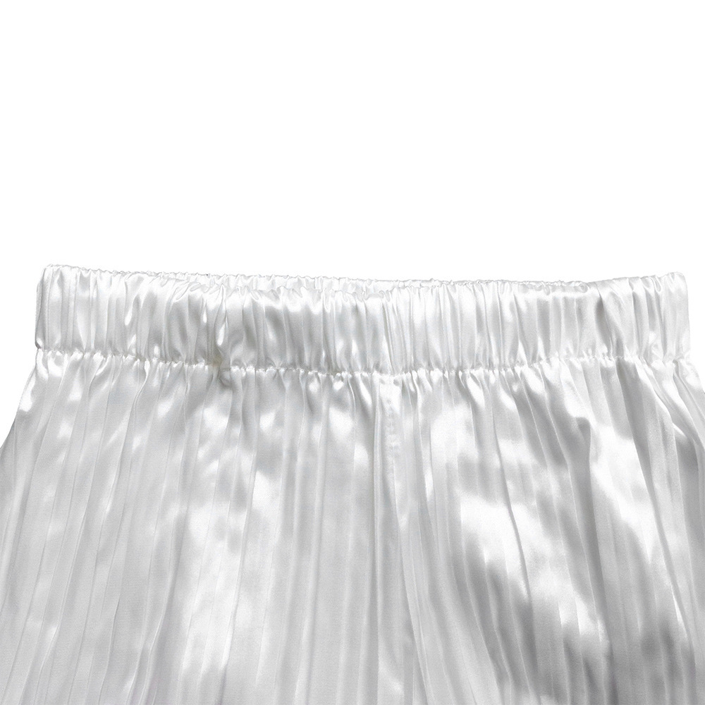 Solid color pleated loose long-sleeved strappy shirt and trousers two-piece set