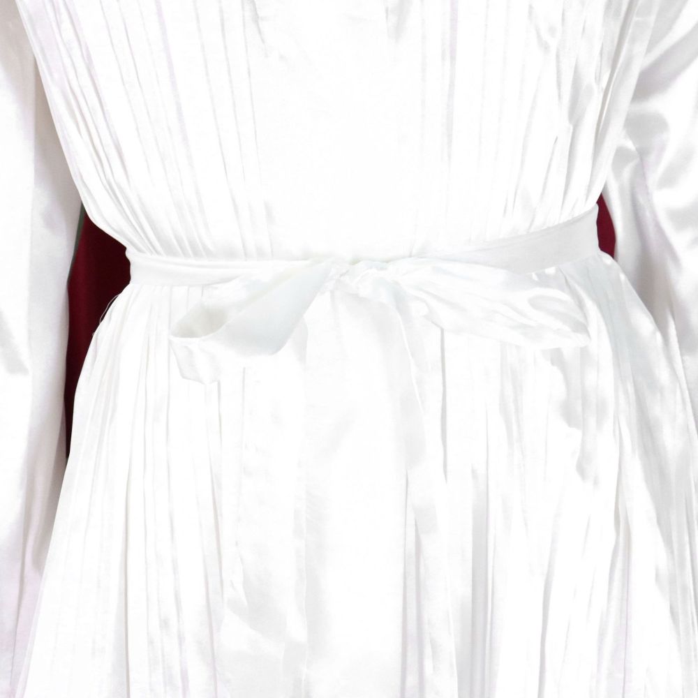 Solid color pleated loose long-sleeved strappy shirt and trousers two-piece set
