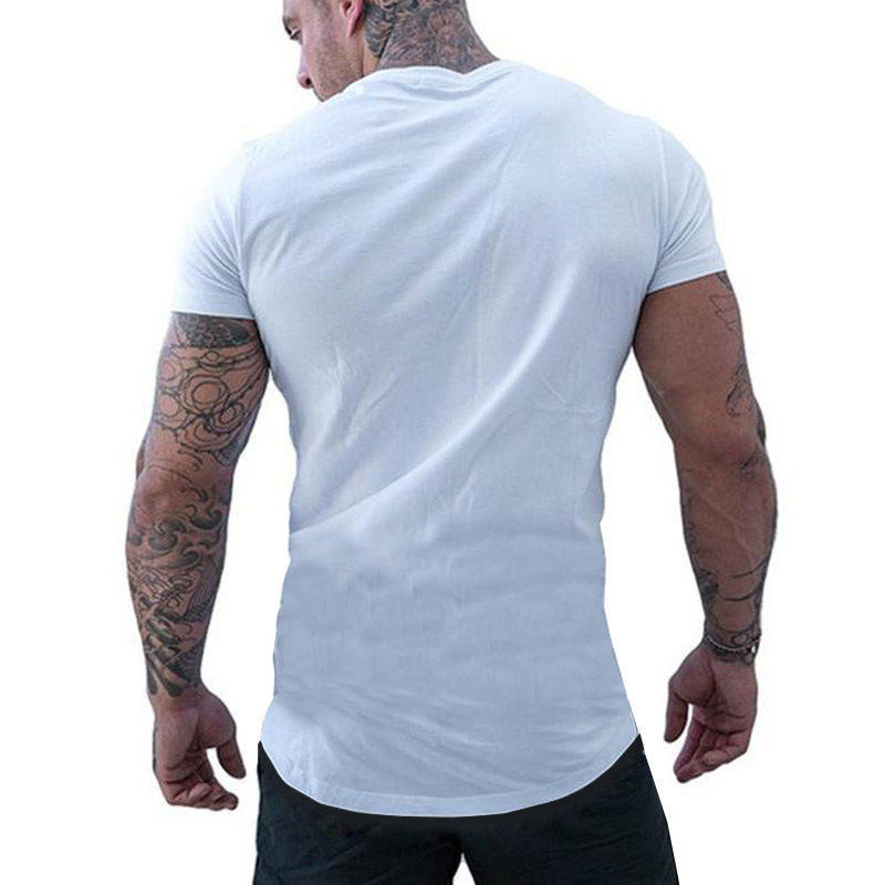 New summer men's new solid color round neck short-sleeved T-shirt Sports leisure fitness bodybuilding men's T-shirt