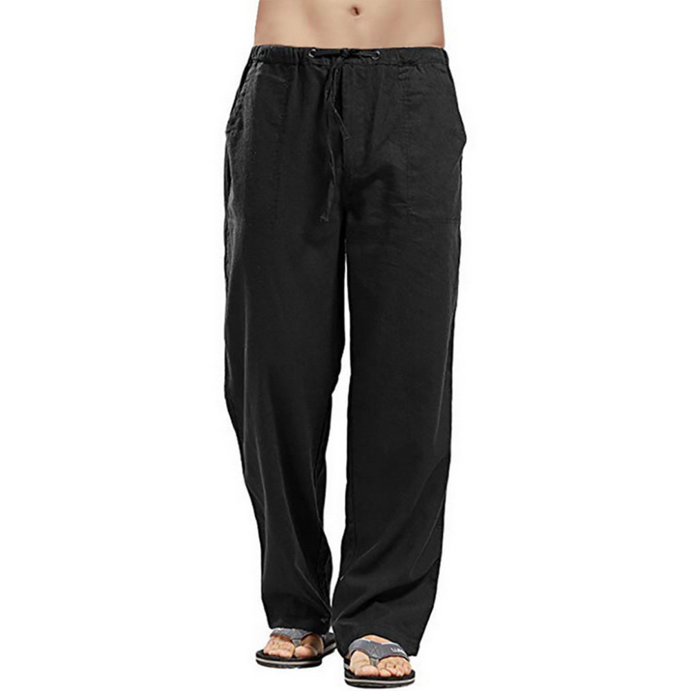 Men's linen plus size pocket trousers casual sweatpants