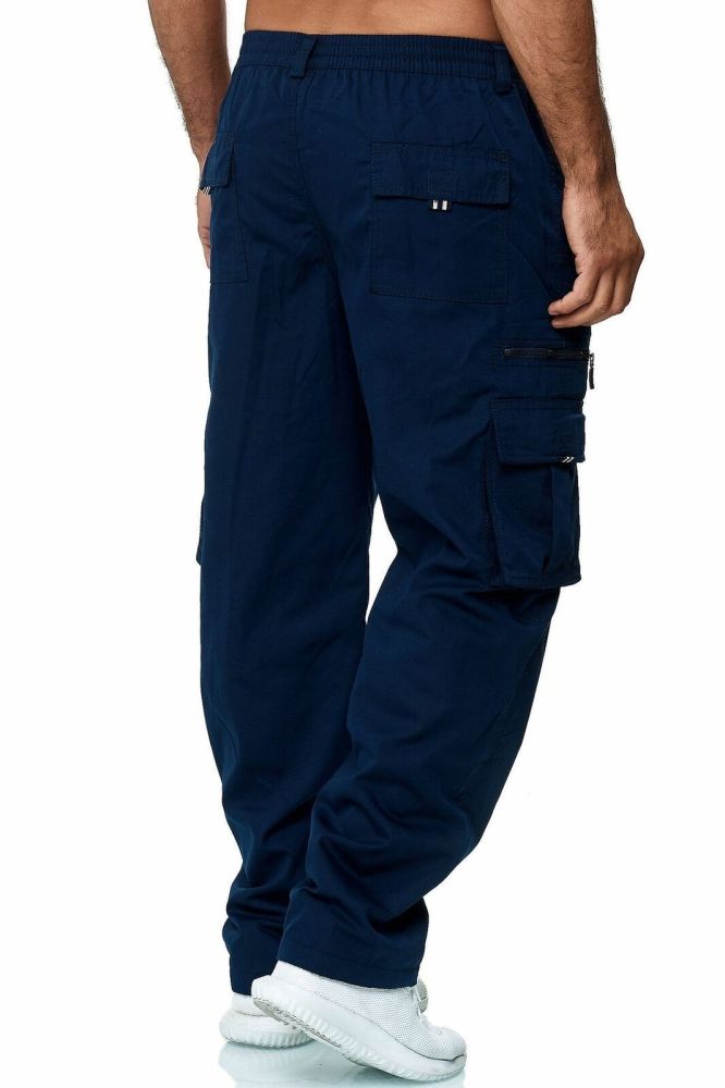 Casual multi-pocket loose straight overalls outdoor trousers fitness pants