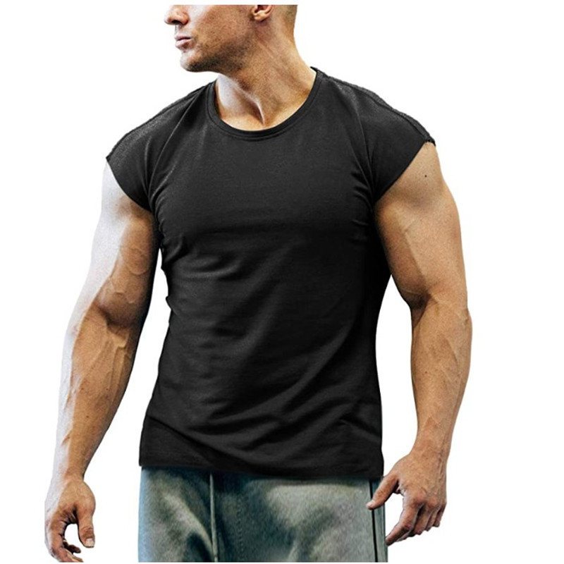Spring and summer new slim-fitting short-sleeved men's T-shirts for teenagers muscle fitness men's T-shirts plus size men's clothing