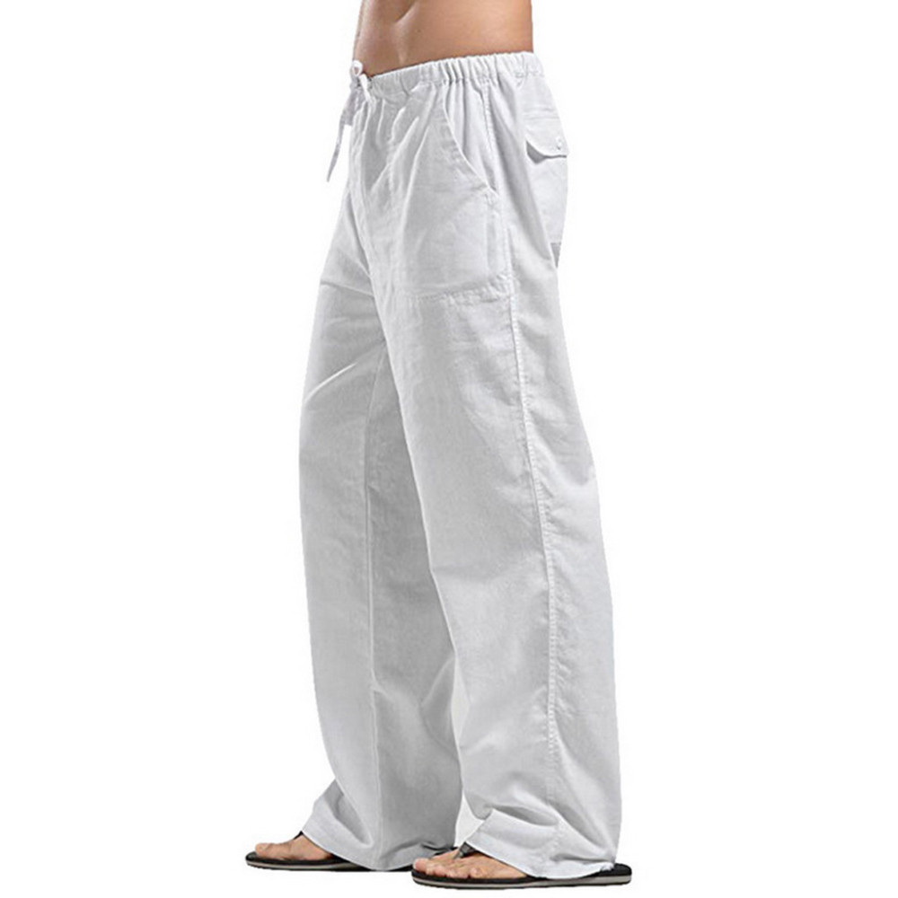 Men's large size linen casual pants
