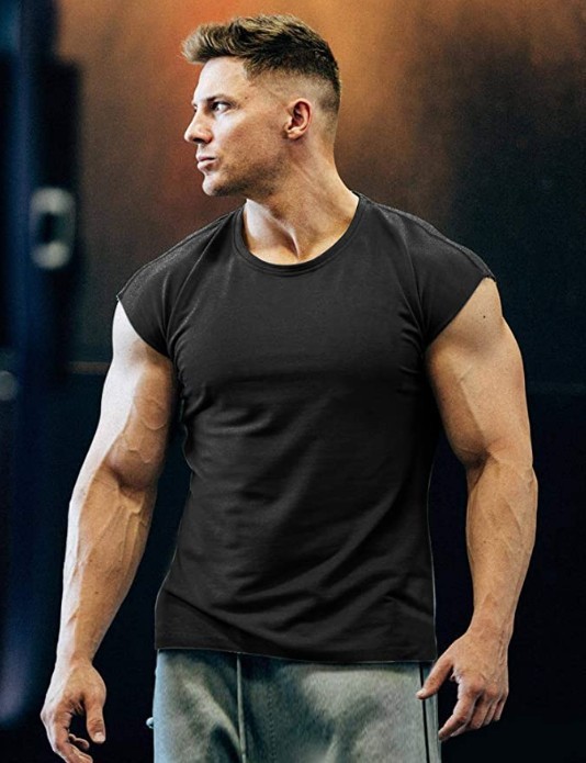 Spring and summer new slim-fitting short-sleeved men's T-shirts for teenagers muscle fitness men's T-shirts plus size men's clothing