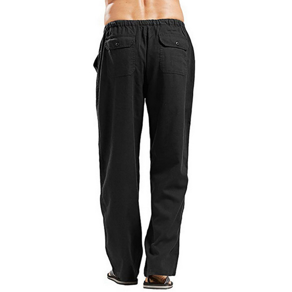 Men's linen plus size pocket trousers casual sweatpants
