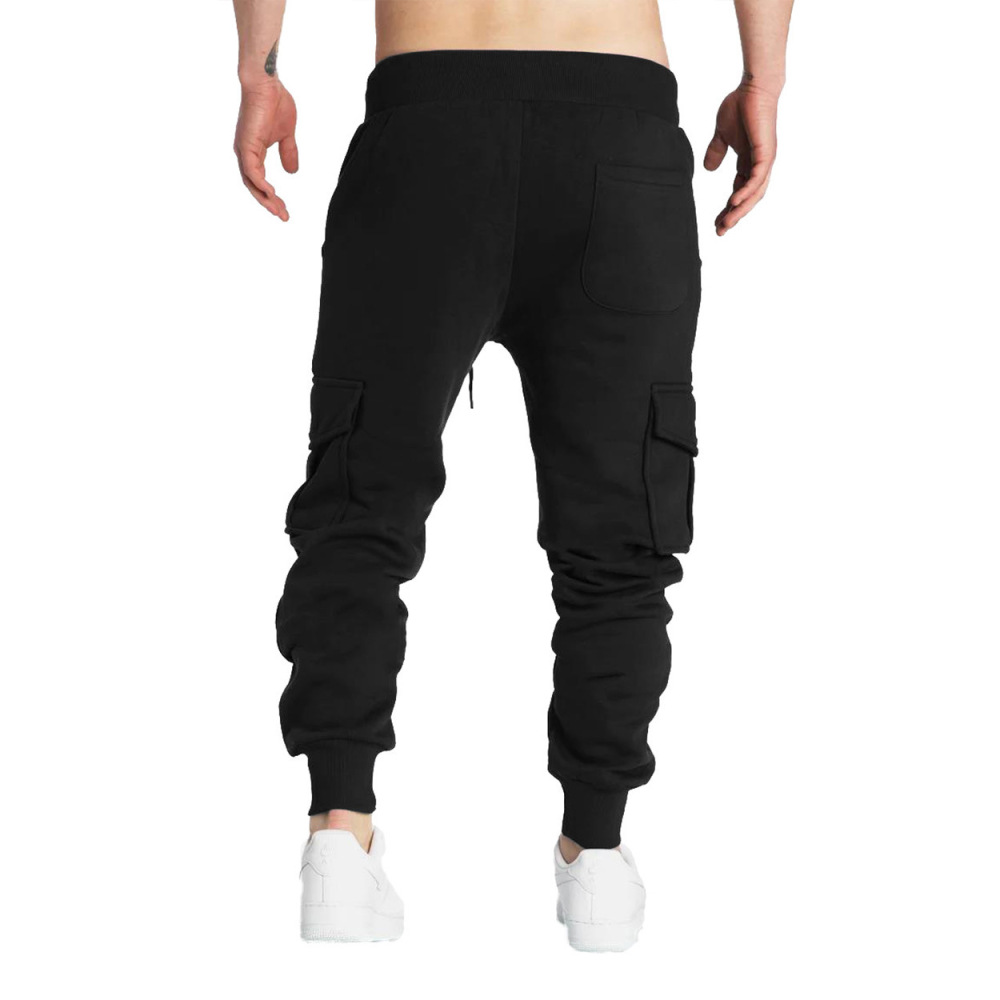 New autumn and winter velvet men's overalls, men's multi-pocket pants, sports trendy casual trousers