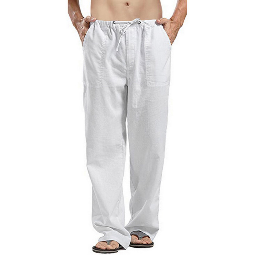 Men's large size linen casual pants