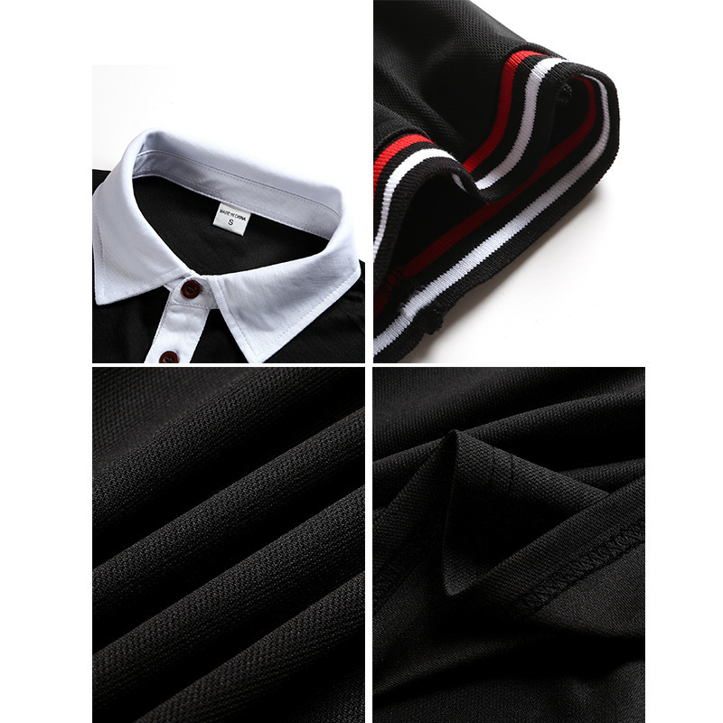 New POLO shirt men's lapel top color matching fashion large size men's T-shirt