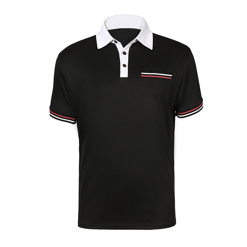 New POLO shirt men's lapel top color matching fashion large size men's T-shirt