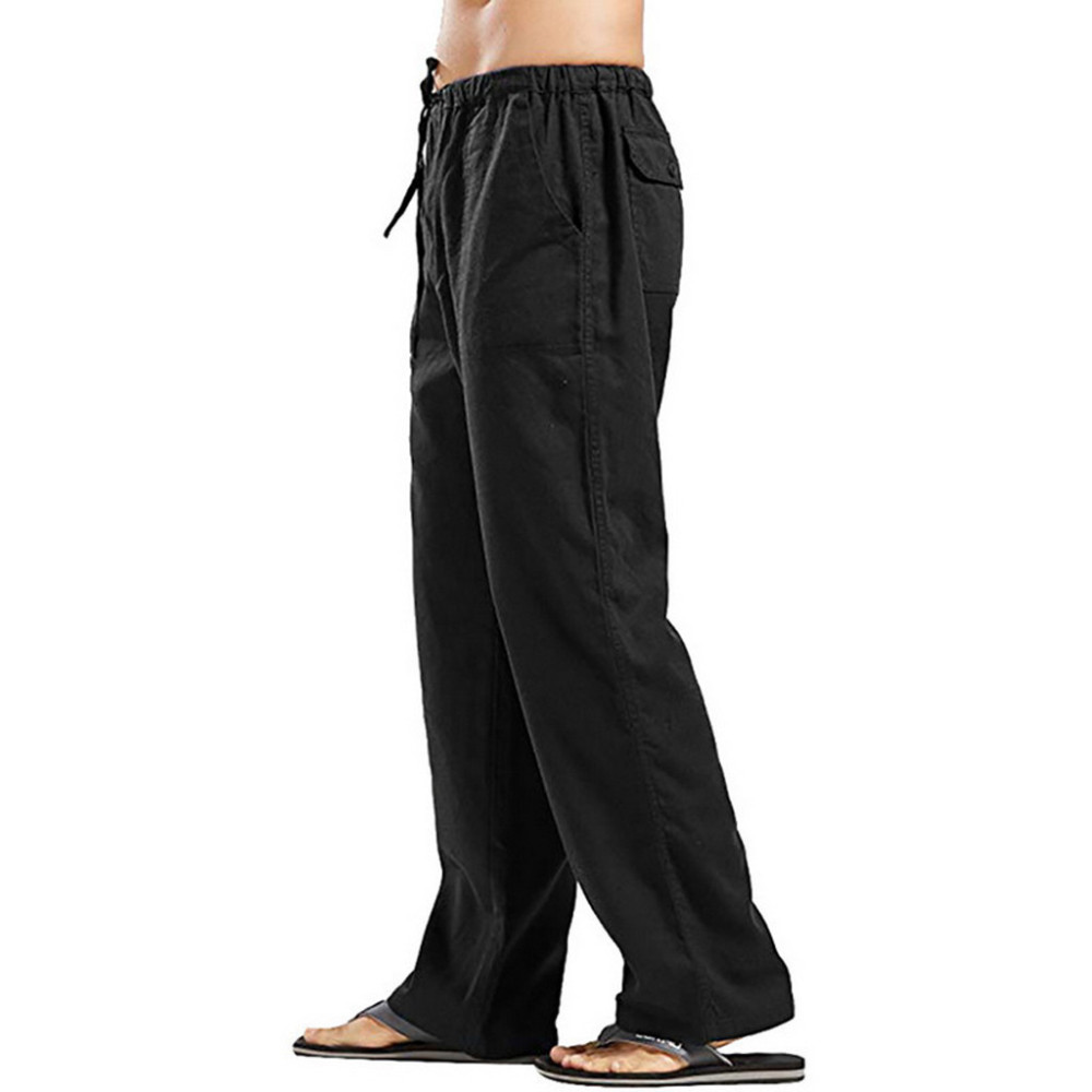 Men's linen plus size pocket trousers casual sweatpants