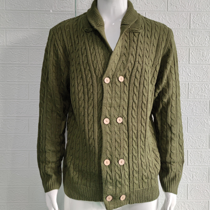 Knitted cardigan men's 2024 autumn and winter solid color lapel long-sleeved sweater jacket sweater