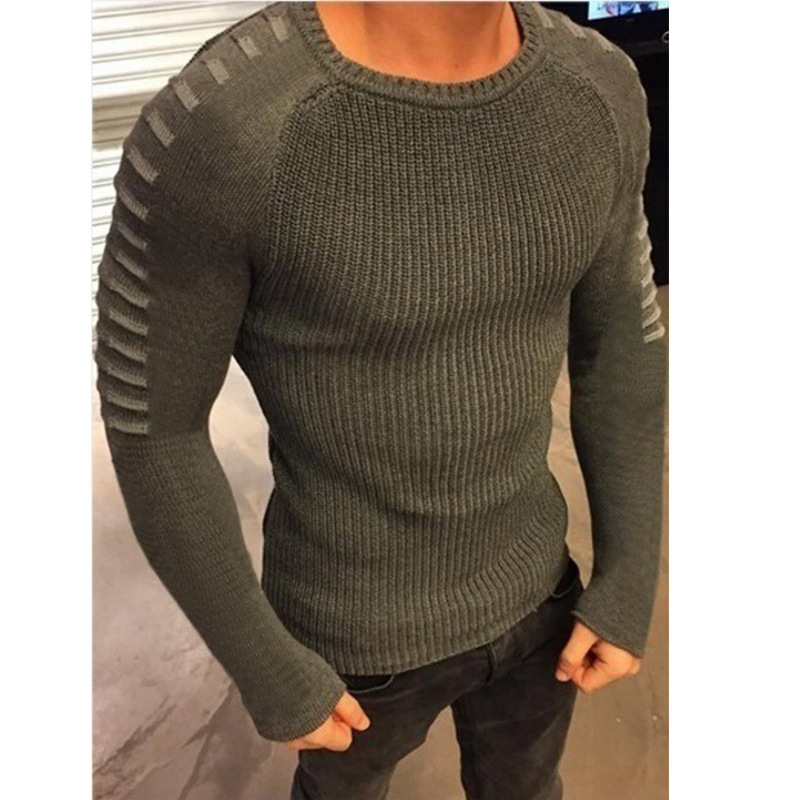 2024 Sweater European and American Autumn and Winter Men's Slim Long Sleeve Round Neck Knitted Tops Plus Size Men's Clothing