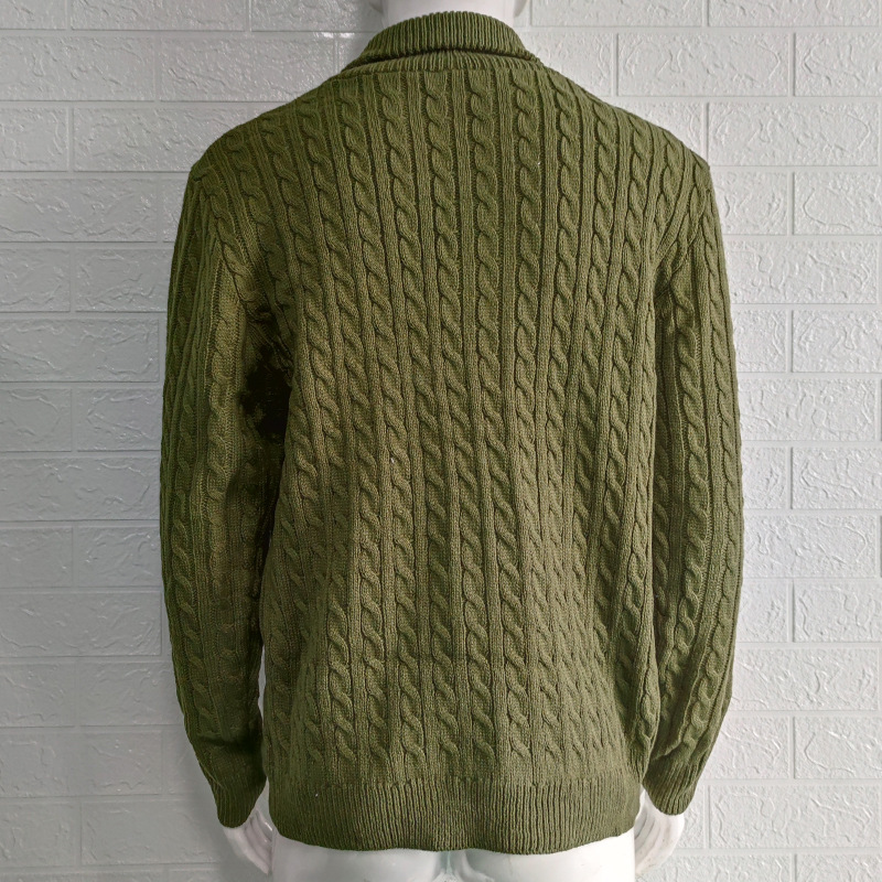 Knitted cardigan men's 2024 autumn and winter solid color lapel long-sleeved sweater jacket sweater