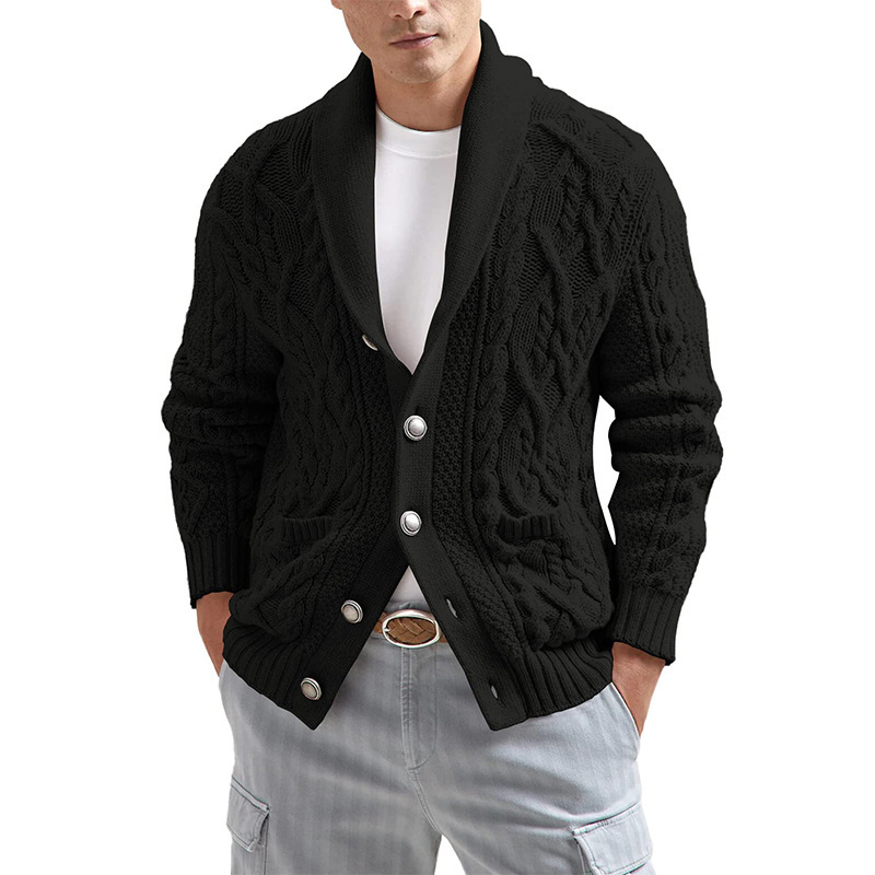Sweater Men's Solid Color Slim Long Sleeve Knitted Jacket Autumn and Winter Cardigan Sweater