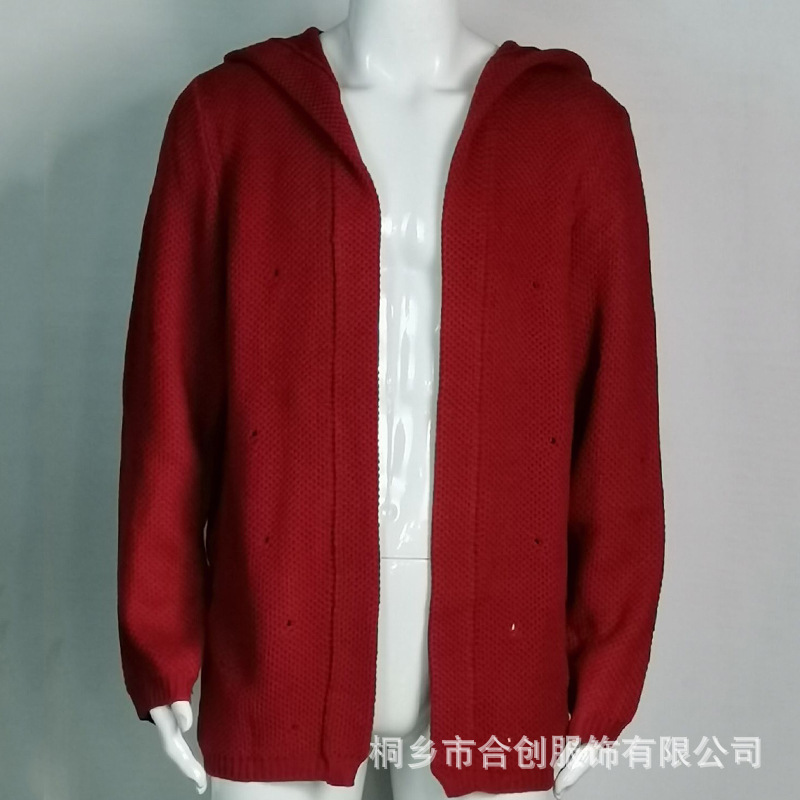 2024 autumn and winter men's cardigan solid color hooded turtleneck sweater jacket men's clothing