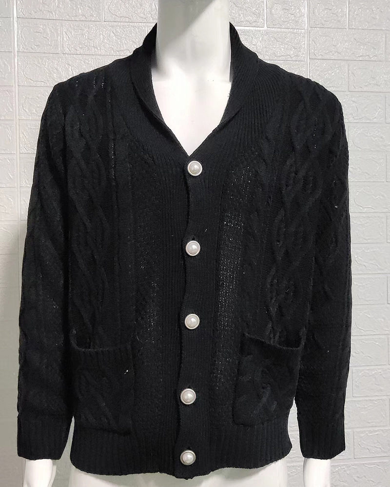 Sweater Men's Solid Color Slim Long Sleeve Knitted Jacket Autumn and Winter Cardigan Sweater
