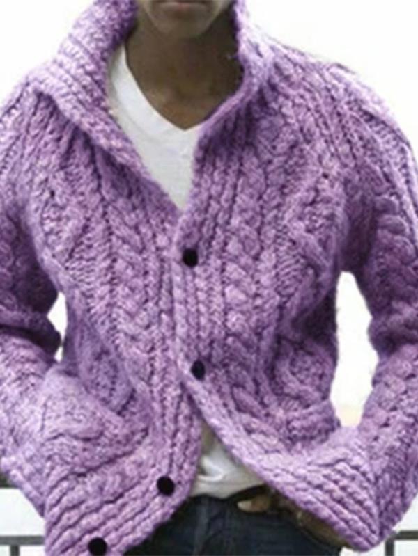 2024 Autumn and Winter Sweater Men's Cardigan Solid Color Lapel Long Sleeve Knitted Jacket Sweater Cardigan
