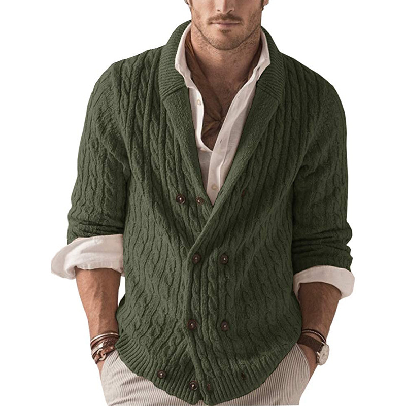 Knitted cardigan men's 2024 autumn and winter solid color lapel long-sleeved sweater jacket sweater