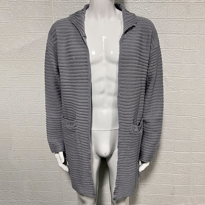2024 new autumn and winter cardigan men's solid color turtleneck long-sleeved knitted sweater coat sweater