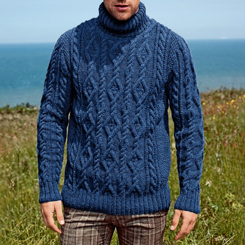 2024 Fashionable Sweater Men's Turtle Neck Knitted Sweater Men's New Knitted Sweater