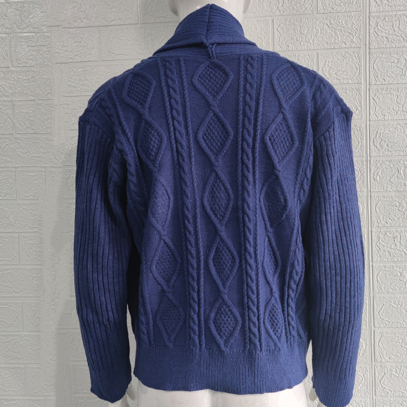 2024 Sweater Men's Autumn and Winter Solid Color Long Sleeve Knitted Jacket Sweater Men