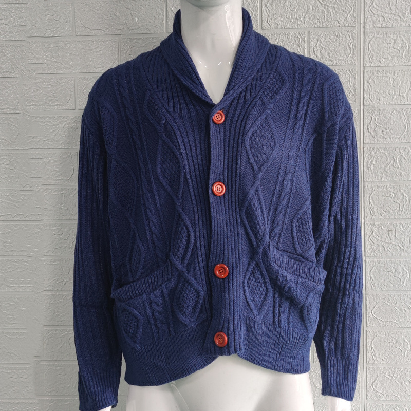 2024 Sweater Men's Autumn and Winter Solid Color Long Sleeve Knitted Jacket Sweater Men