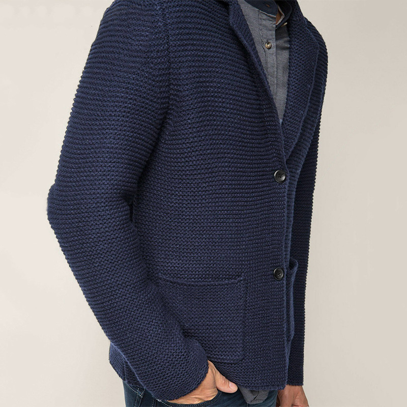 2024 new autumn and winter sweater cardigan men's lapel knitted suit jacket men's clothing