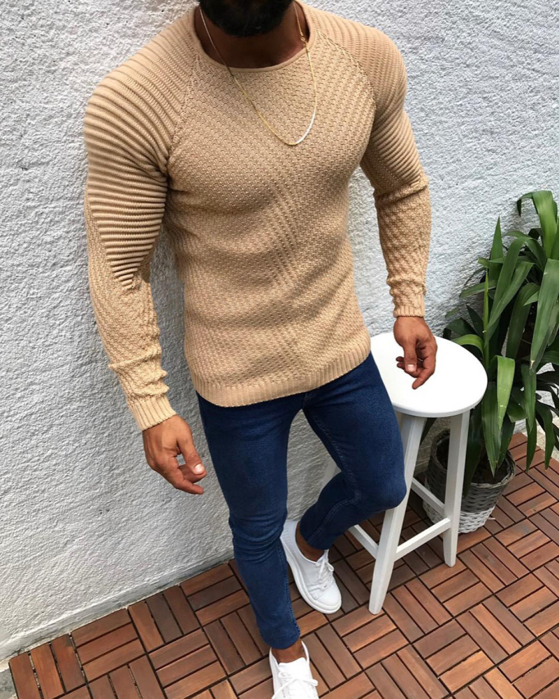 Sweater 2024 European and American autumn and winter slim long-sleeved round neck pullover sweater men's tops men's clothing