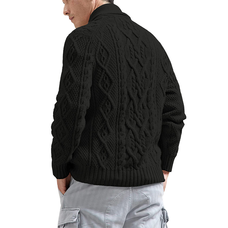 Sweater Men's Solid Color Slim Long Sleeve Knitted Jacket Autumn and Winter Cardigan Sweater