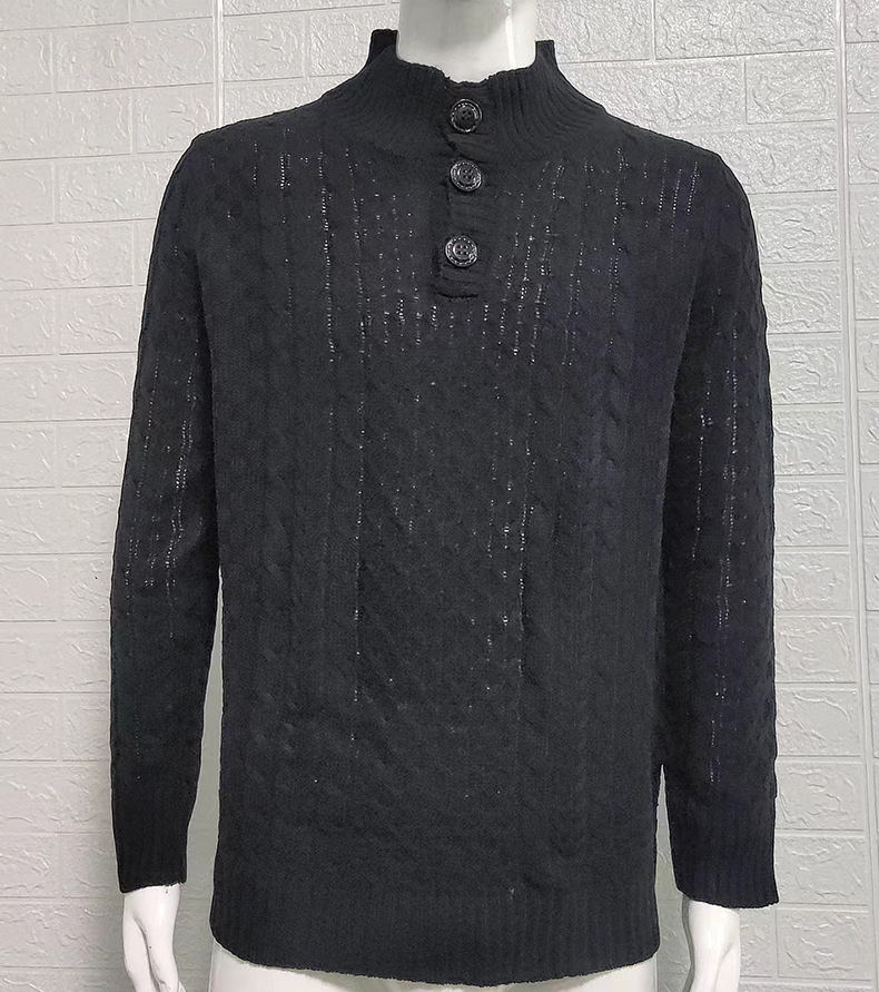 2024 Autumn and Winter New Sweater Men's Solid Color Half Turtle Collar Slim Long Sleeve Knitted Sweater Men's Clothing