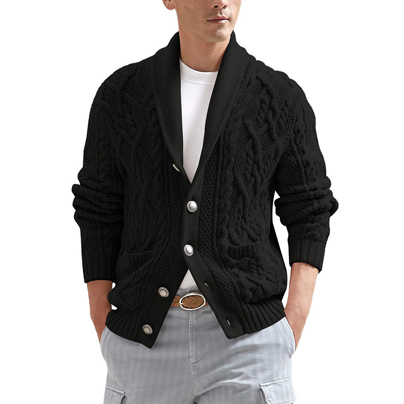 Sweater Men's Solid Color Slim Long Sleeve Knitted Jacket Autumn and Winter Cardigan Sweater
