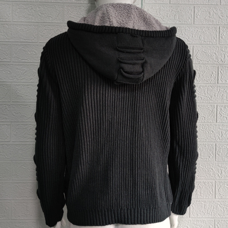 2023 Autumn and Winter Sweater Cardigan Men's Hooded Knitted Cardigan Jacket Men's Clothing
