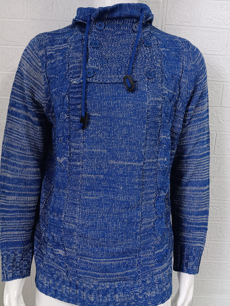 Sweater 2024 European and American men's knitted jacket autumn and winter large size turtleneck hooded sweater for men