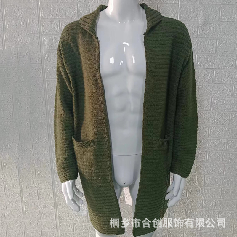 2024 new autumn and winter cardigan men's solid color turtleneck long-sleeved knitted sweater coat sweater