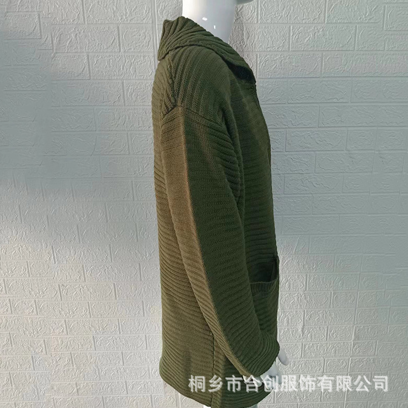 2024 new autumn and winter cardigan men's solid color turtleneck long-sleeved knitted sweater coat sweater