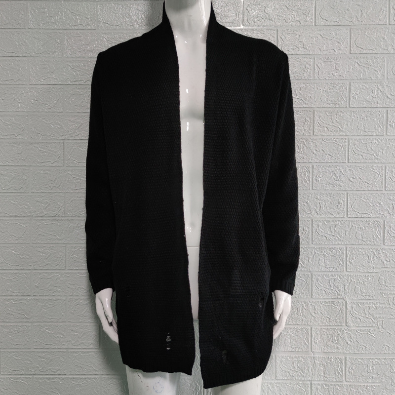 Autumn and winter sweaters for men, medium-length loose cardigans, knitted jackets, cross-border muscle men's sweaters