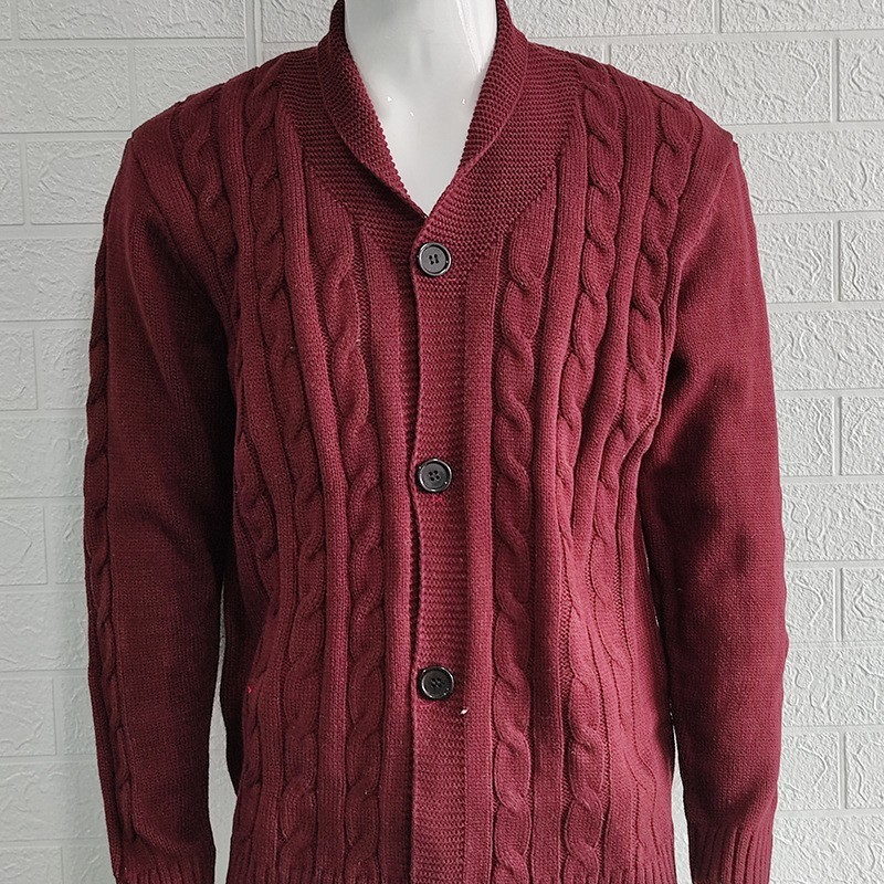 2024 autumn and winter new sweater men's knitted cardigan solid color slim men's jacket