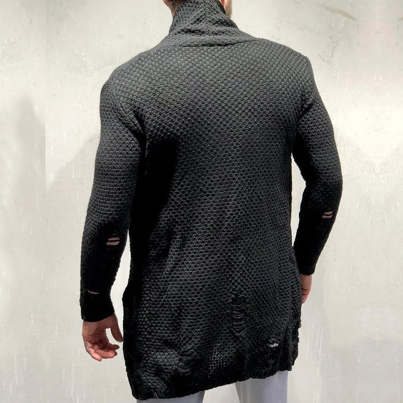 Autumn and winter sweaters for men, medium-length loose cardigans, knitted jackets, cross-border muscle men's sweaters