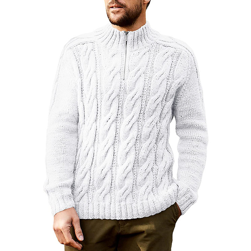 2024 Autumn and Winter Sweater Men's New Solid Color Half Turtle Collar Long Sleeve Sweater Fashionable Men's Clothing