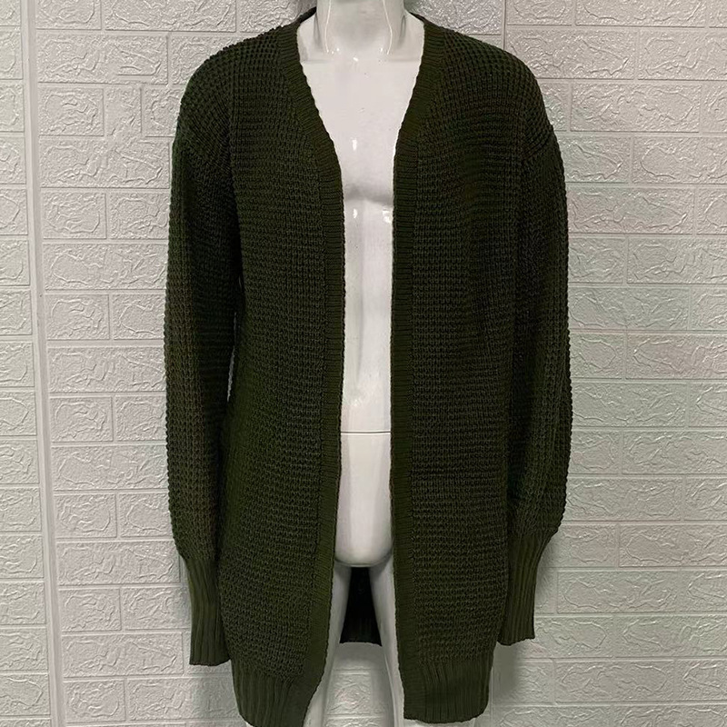 Sweater cardigan solid color loose knitted jacket 2024 autumn and winter new sweater for men