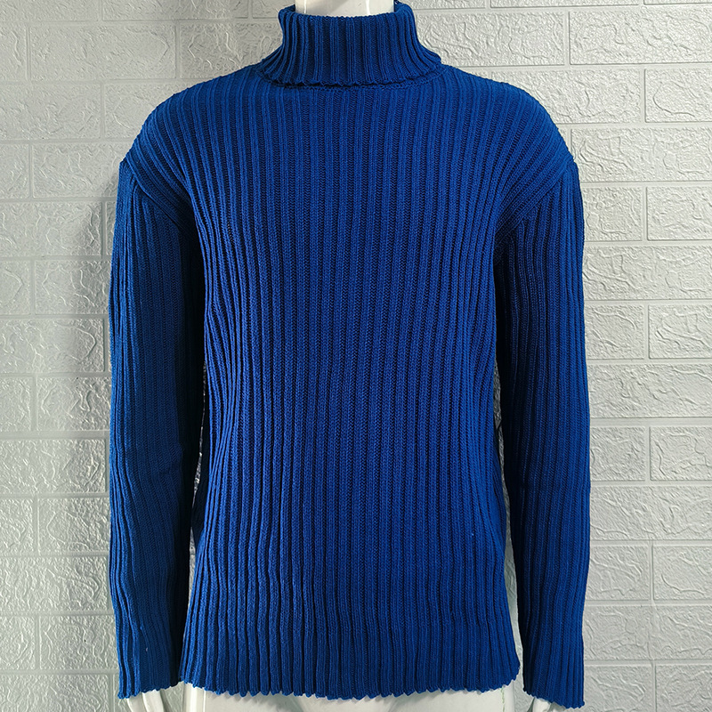 Turtleneck sweater men's solid color slim knitted top 2024 autumn and winter new sweater fashion men's clothing