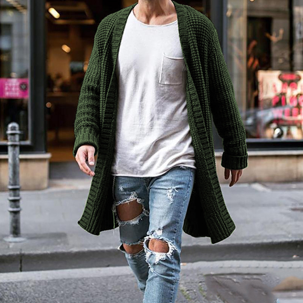 Sweater cardigan solid color loose knitted jacket 2024 autumn and winter new sweater for men