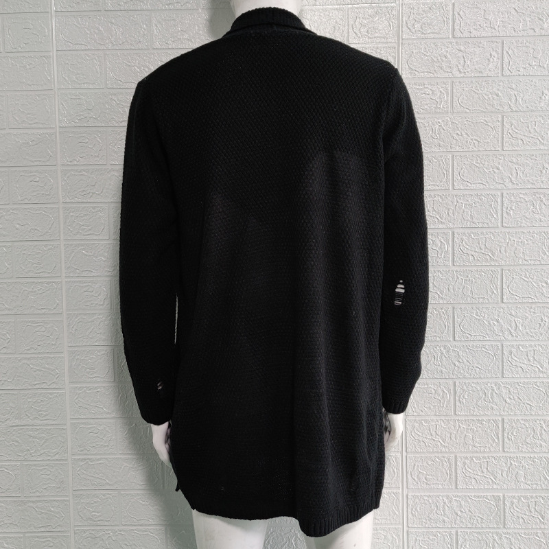 Autumn and winter sweaters for men, medium-length loose cardigans, knitted jackets, cross-border muscle men's sweaters
