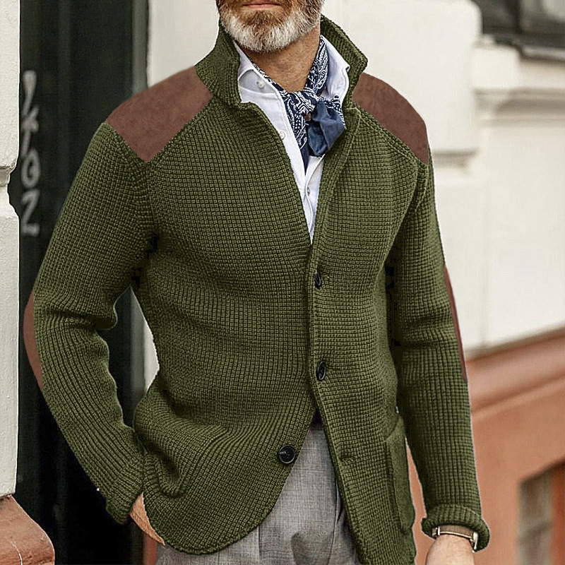2024 new autumn and winter sweater cardigan slim lapel long-sleeved knitted jacket large size men's sweater