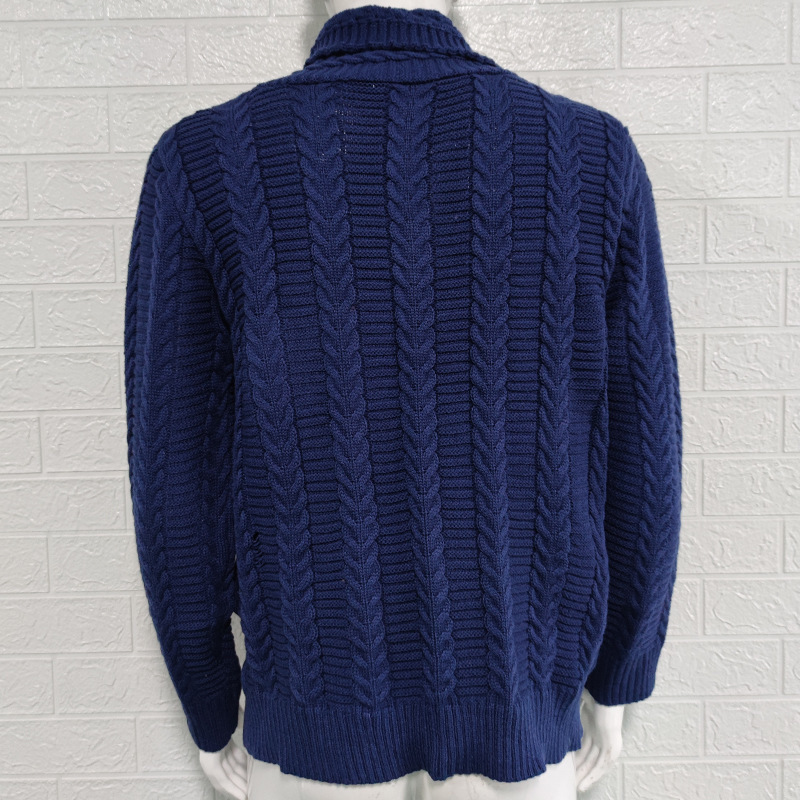 Turtleneck sweater 2024 autumn and winter slim fit button knitted jacket sweater plus size men's clothing