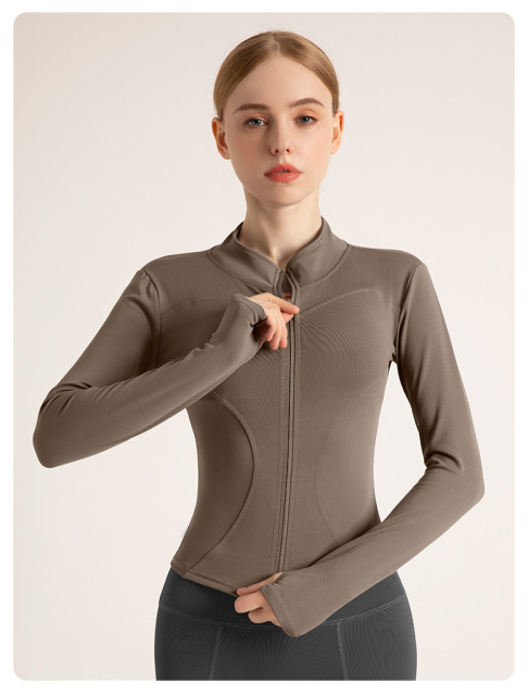 Long Sleeve Sports Jacket Women Zip Fitness Yoga Shirt Winter Warm Gym Top Activewear Running Coats Workout Clothes For Cycling