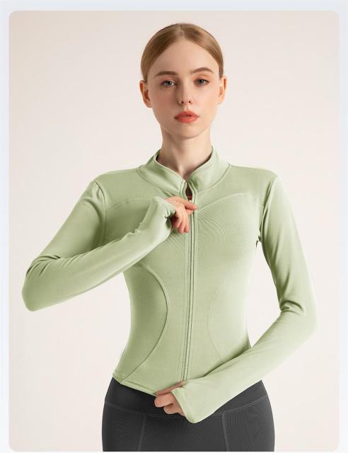 Long Sleeve Sports Jacket Women Zip Fitness Yoga Shirt Winter Warm Gym Top Activewear Running Coats Workout Clothes For Cycling